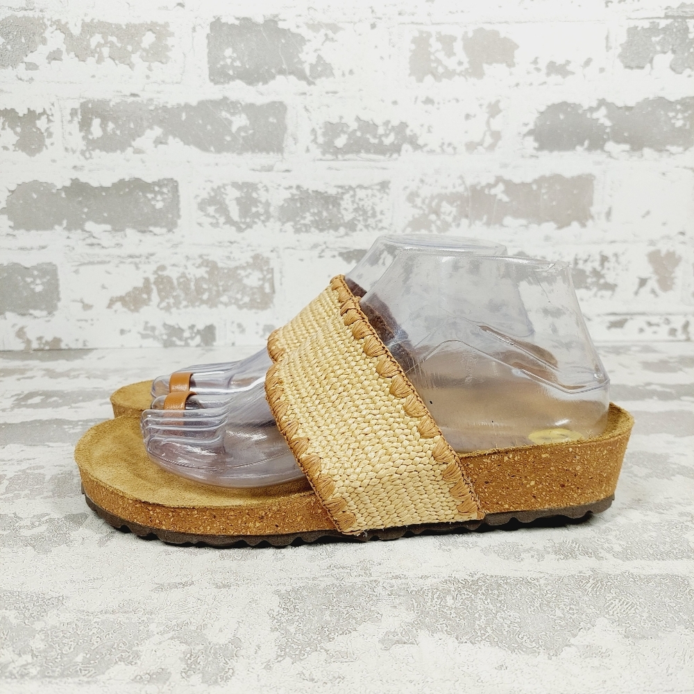 Italian Shoemakers Tan Woven Slide Sandals